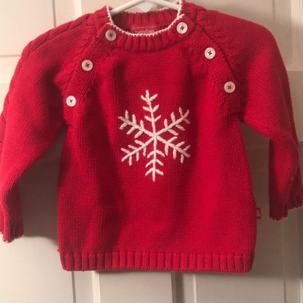 BabyGap red snowflake sweater, size 6-12 months